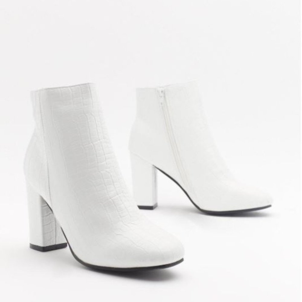 COPY - Nasty Gal Faux Leather White Croc Boots
